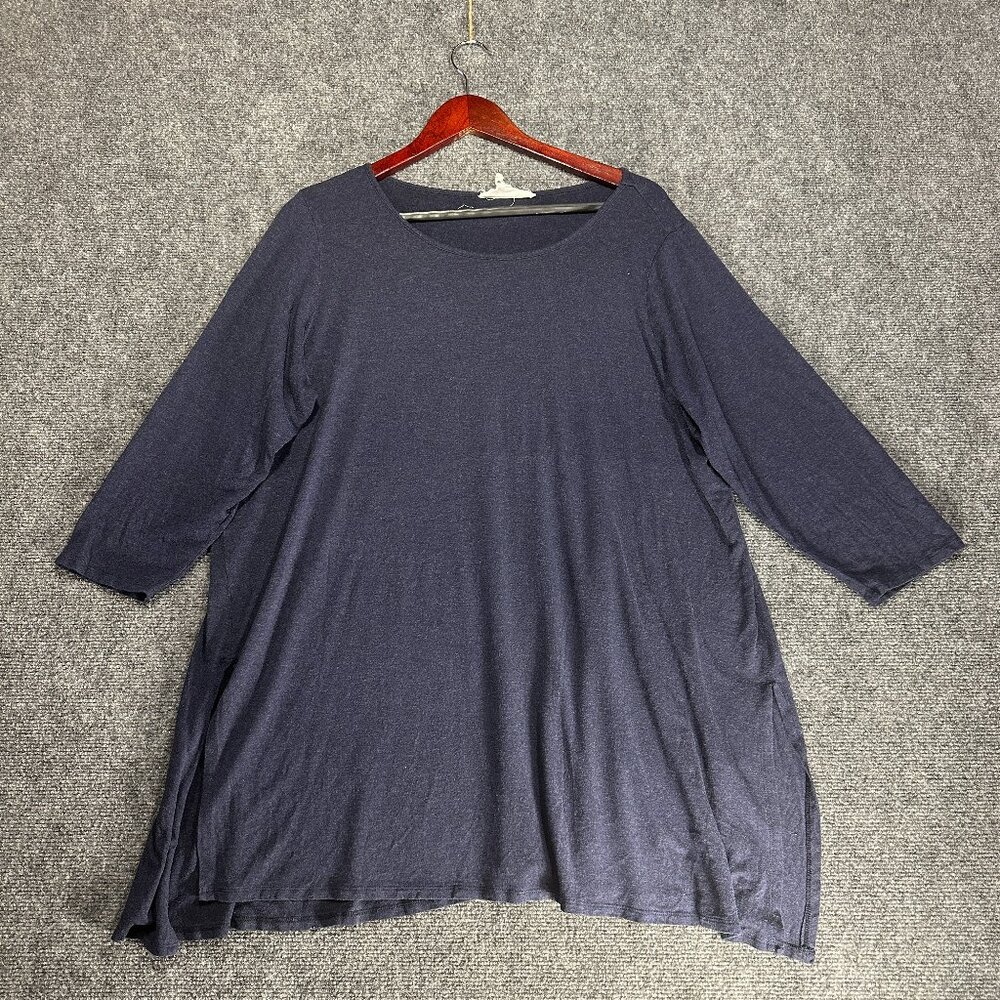 Workshop Republic Top Womens 2XNavy Blue Knit  Tee Short 3/4 Sleeve Pullover